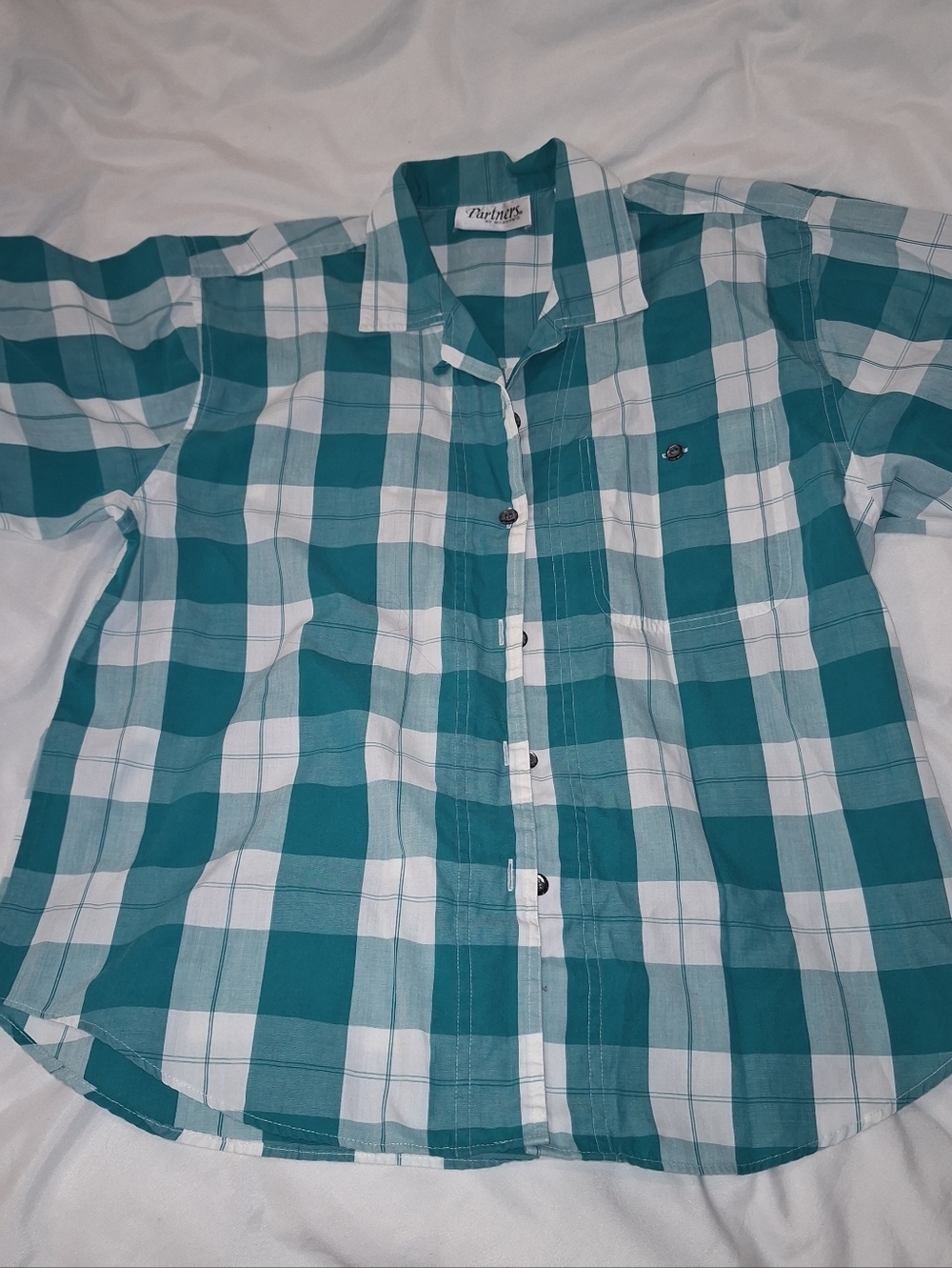 Vintage Mervyns 90s Green Button Down Short Sleeve Shirt XL